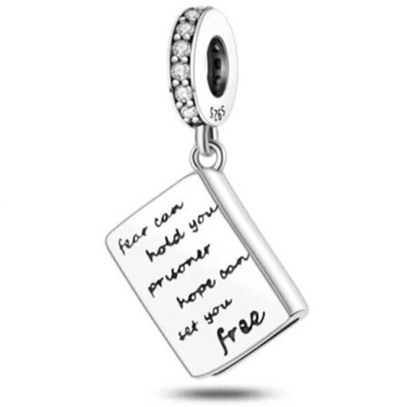 Sterling Silver Fear Keeps You Prisoner Hope Sets You Free Dangle - Picture 2 of 2